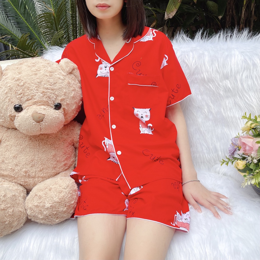 Bộ ngủ nữ pijama cộc tay chất mềm mịn dễ thương - Minu 06