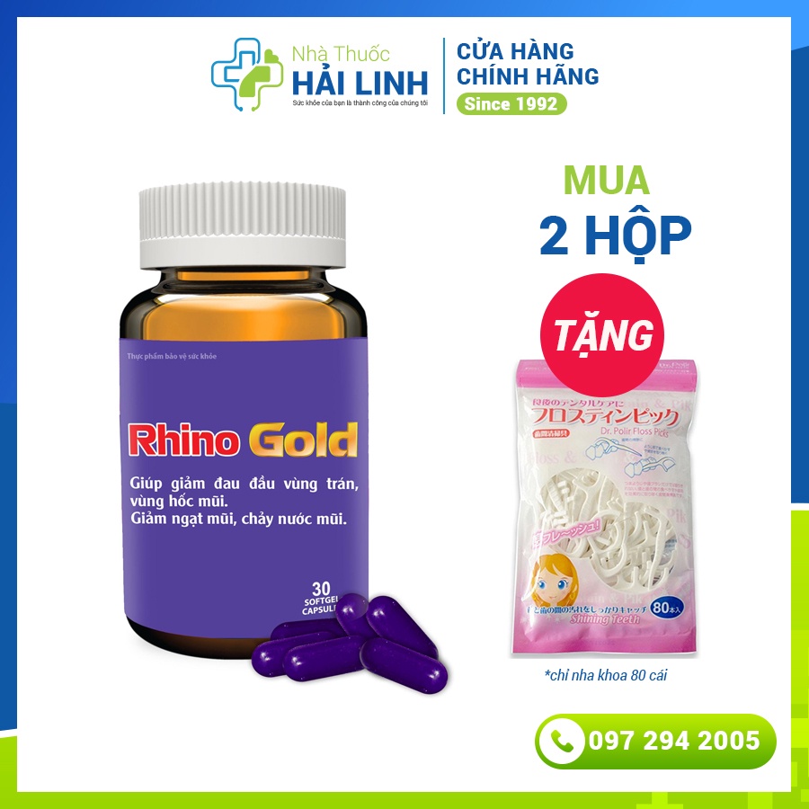 Viên uống giảm viêm xoang ngạt mũi Rhino gold max⚡Tặng quà⚡Hộp 30 viên giảm ngạt mũi chảy nước mũi đau đầu vùng trán