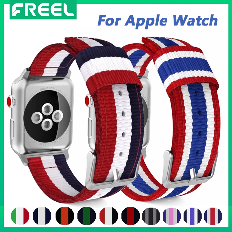 Dây Đeo Nylon Cho Đồng Hồ Thông Minh Apple Watch Series 7 6 SE/5/4/3 41Mm/40Mm/38mm 42Mm/44Mm/45Mm Correa