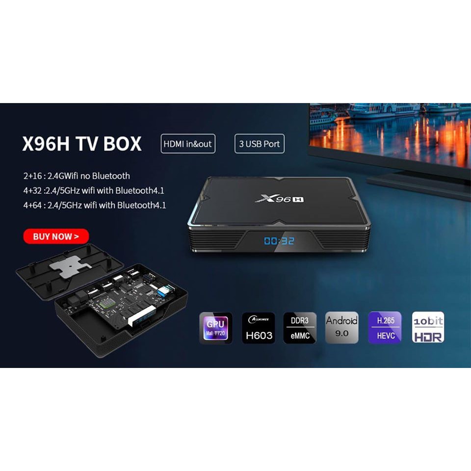 Android Tivi Box thông minh X96H 2G+16G Allwiner H603 Android 9.0 - Giải pháp xem truyền hình thế hệ mới