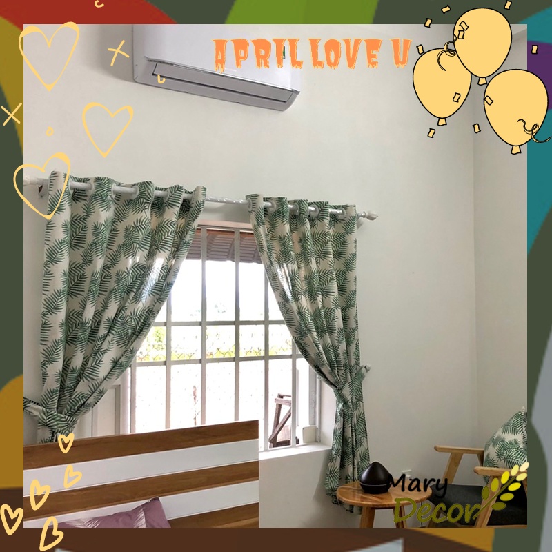 Rèm cửa sổ decor trang trí nhà cửa nhiều mẫu mã cực đẹp - họa tiết Lá cọ kim R-B08