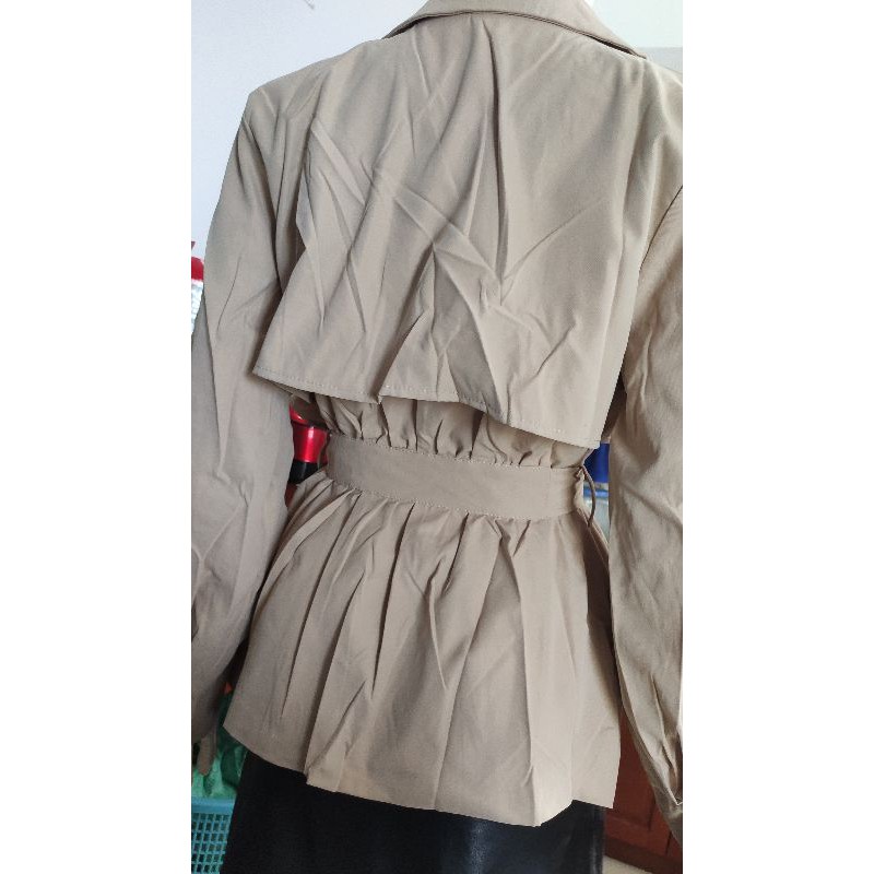 [HÀNG SẴN QUẢNG CHÂU] Áo blazer dáng ngắn áo khoác kèm đai măng tô dáng ngắn chanh xả xịn sò sang trọng | BigBuy360 - bigbuy360.vn