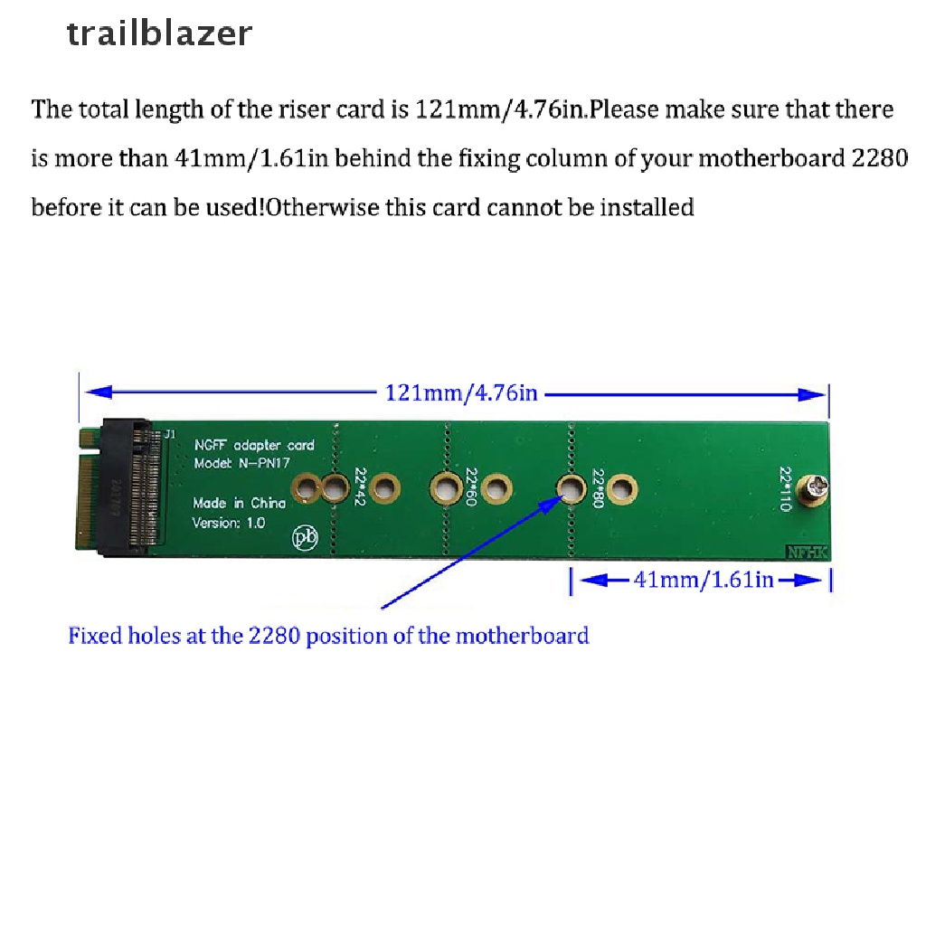 trailblazer Adapter Card MINI PCIE to NVMe M.2 NGFF SSD Converter for 2260/2280 M.2 computer UIO