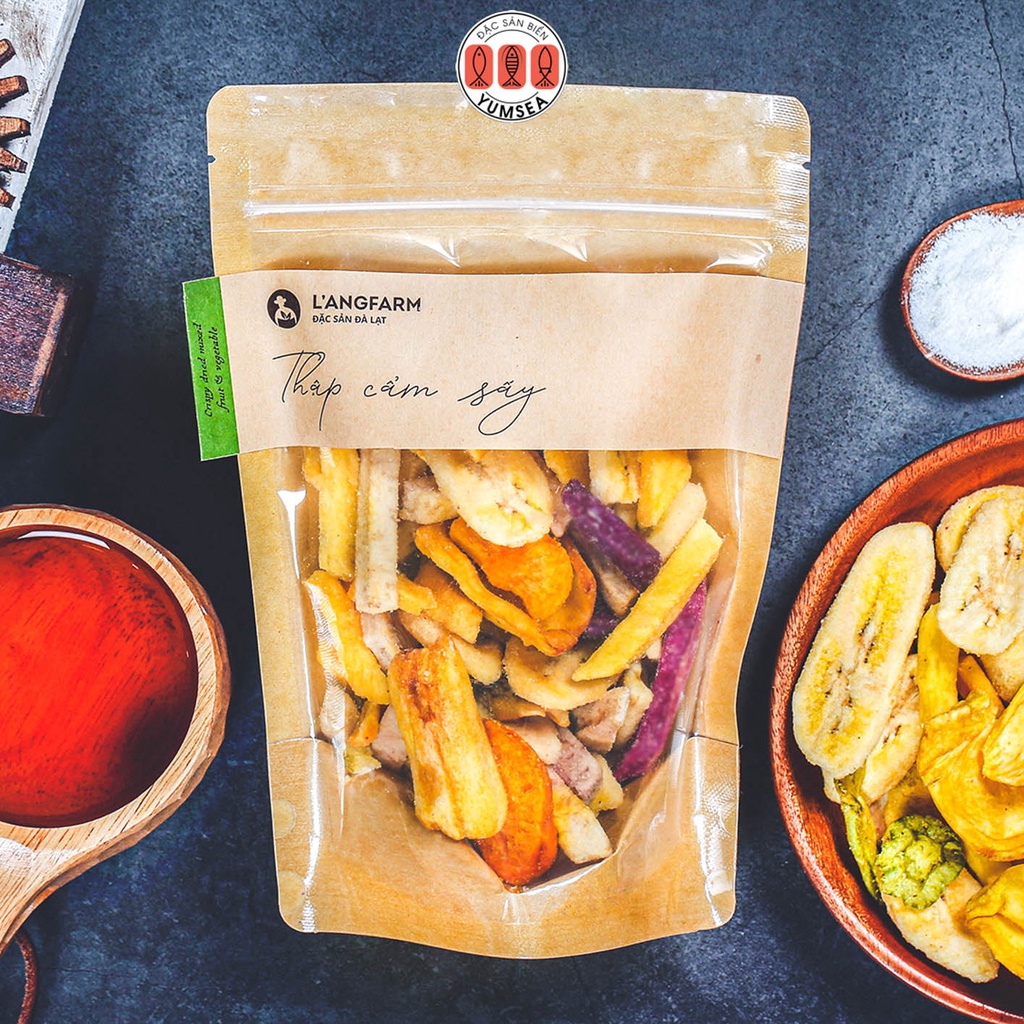 Thập cẩm sấy giòn L'angfarm, 100g, bịch, mẫu kraft 1 mặt trong