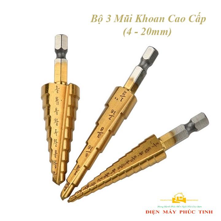 Bộ 3 Mũi Khoan Bước 4-20mm