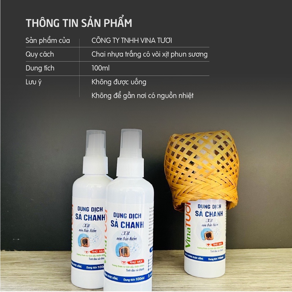 Xịt khử mùi nón bảo hiểm , xịt khử mùi tinh dầu nón bảo hiểm Vina Tươi, 100ml