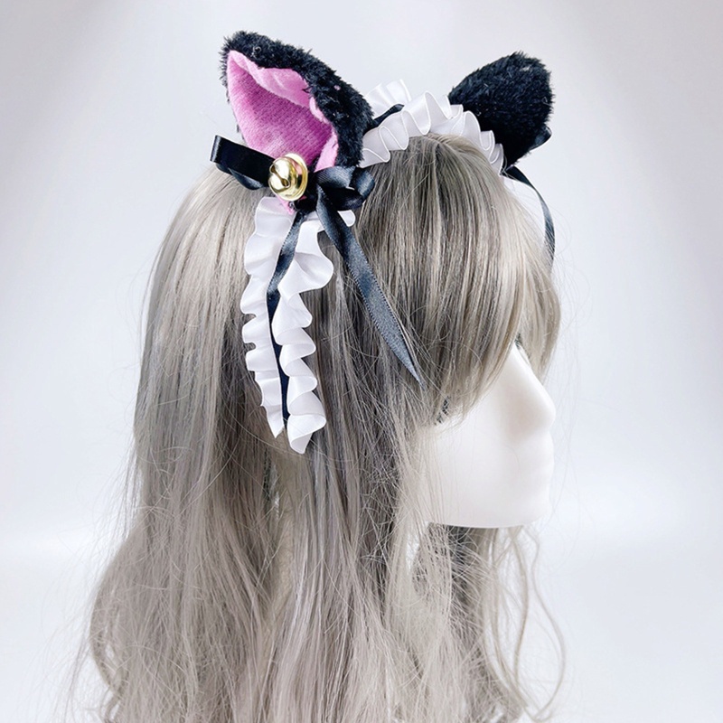 Băng Đô Tai Mèo Màu Trắng Đen Đơn Giản Ngọt Ngào Cho Nữ