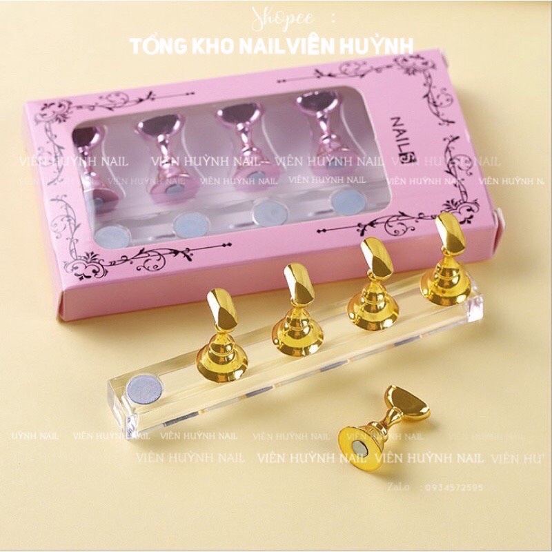 Đế nam châm nail, bộ đế gắn móng giả tập sơn , trang trí móng