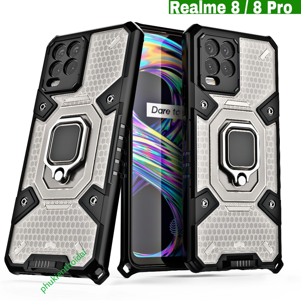 Ốp lưng Oppo Realme 8 4G / 8 Pro tổ Ong Iring không gian mới giá đỡ xem phim chống sốc