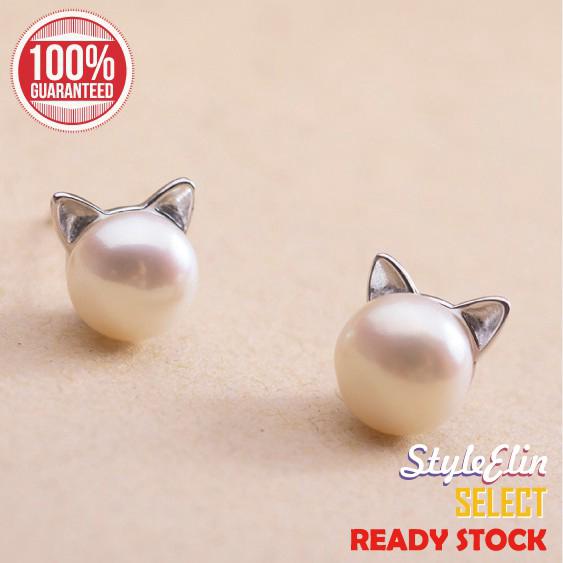 🔻Ready Stock🔻Korea Style Pearl Cat Ear Earrings