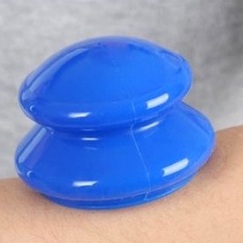 Set 4 cốc giác hơi silicon màu xanh dương/ trắng