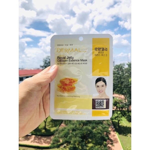 [QUÀ TẶNG] Mặt Nạ Dưỡng Da Chiết Xuất Sữa Ong Chúa Dermal Royal Jelly Collagen Essence Mask 23g