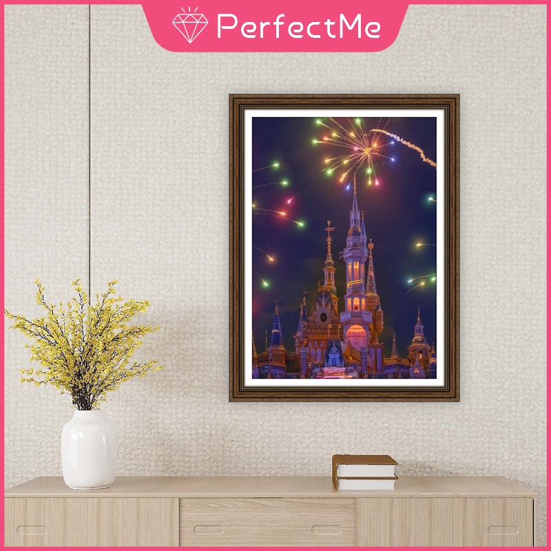 Tranh đính đá 5D tự làm hình lâu đài Disney 30x40cm trang trí nhà cửa
