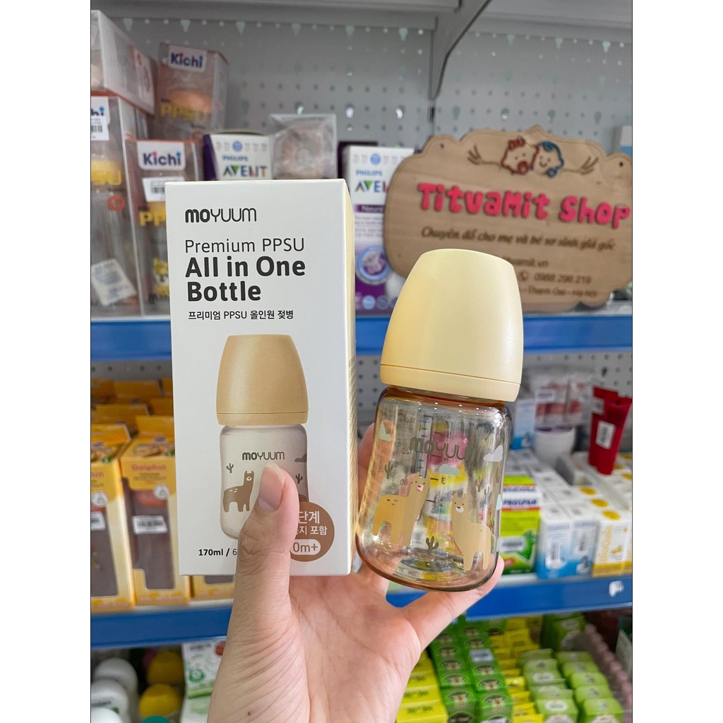 Bình sữa moyuum hoa cúc, lạc đà chính hãng Hàn Quốc, bình sữa moyuum hoạ tiết 170ml-270ml