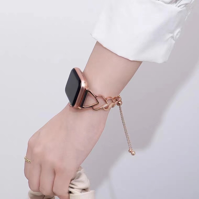Dây Đeo Thay Thế Bằng Thép Không Gỉ Hình Trái Tim Cho Đồng Hồ Apple watch 7 SE 6 5 4 45mm 44mm 40mm 42 41 38