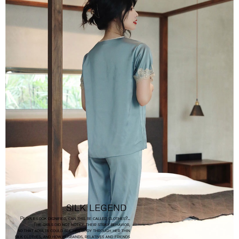 Bộ Đồ Ngủ Tay Ngắn Cổ Chữ V Thời Trang Mùa Hè Dành Cho Nữ