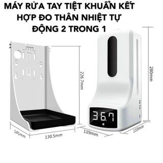 Máy rửa tay xịt cồn sát khuẩn cảm ứng, đo nhiệt độ cơ thể TỰ ĐỘNG K9 Pro