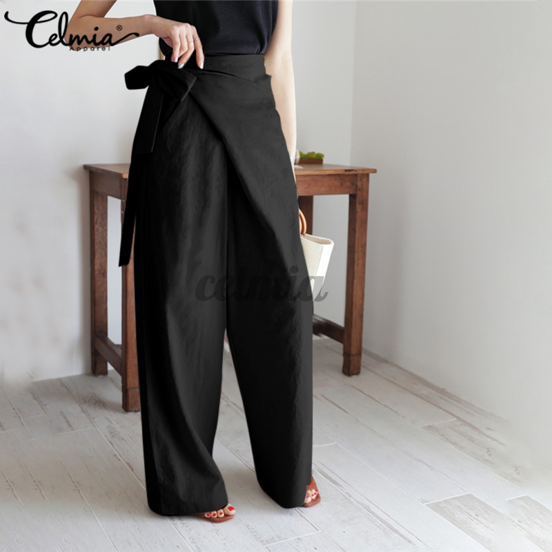 Quần Dài Celmia Bằng Linen Dáng Rộng Cạp Cao Thời Trang Thường Ngày Đơn Giản Dành Cho Nữ | BigBuy360 - bigbuy360.vn