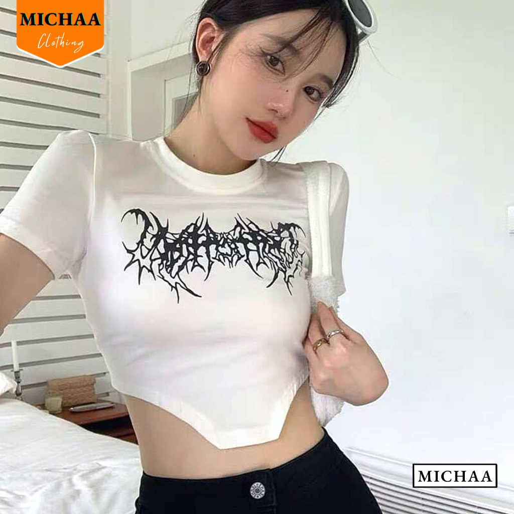 Áo Croptop Nữ SPIDER Tay Ngắn Ôm Body, Áo Thun Croptop Kiểu Sexy Chất Thun Borip - MICHAA CR66