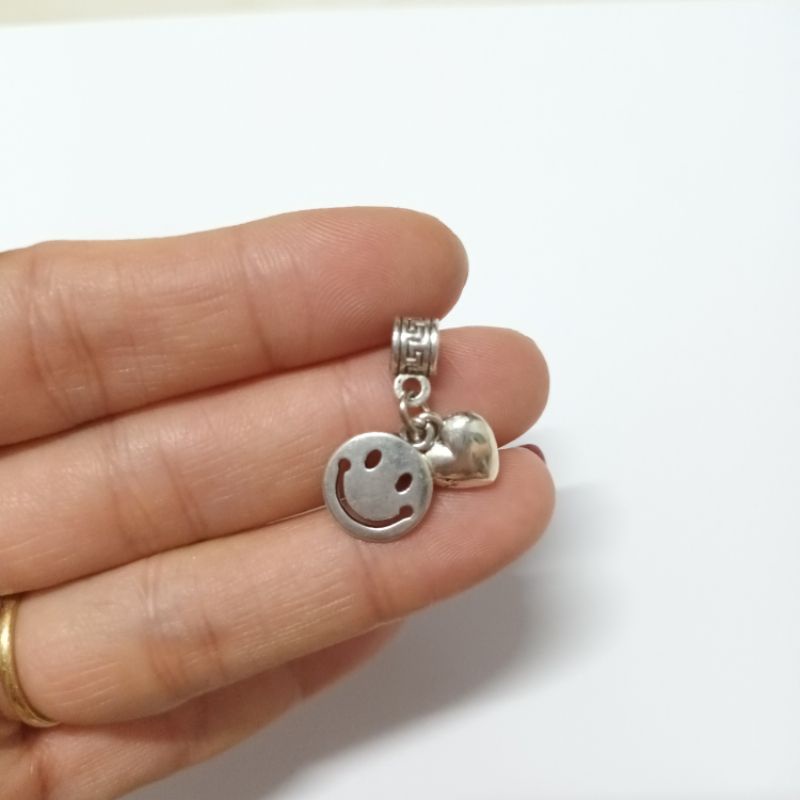 Charm Trái Tim Vui Vẻ ống lùa bạc thái làm bộ chặn xâu vòng