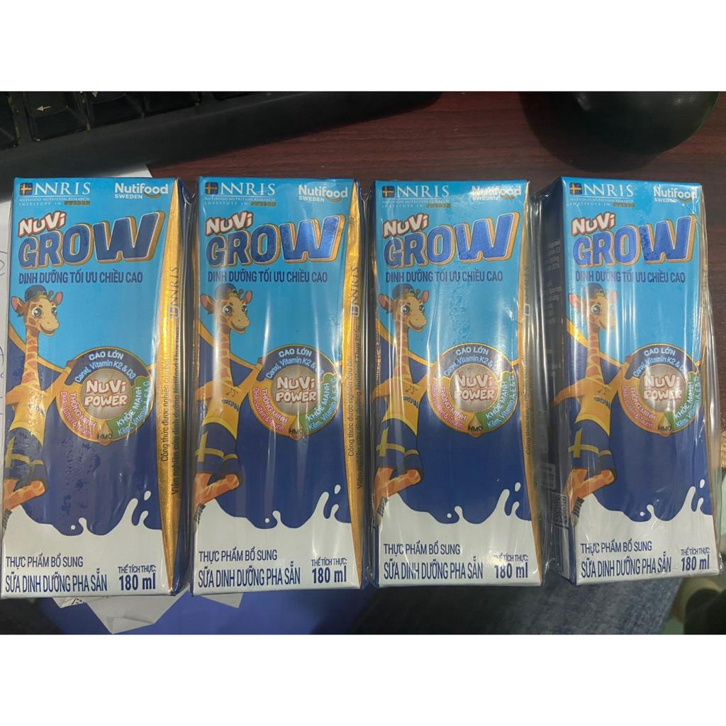 Lốc 4 hộp 180ml Sữa Bột Pha Sẵn Nuvi Grow trên 1 tuổi- Phát Triển Chiều Cao