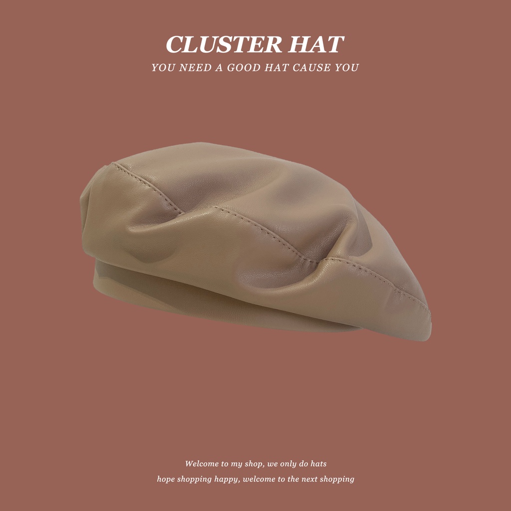 Mũ nồi da màu trơn phong cách Hàn Quốc thời trang thu đông cho nữ