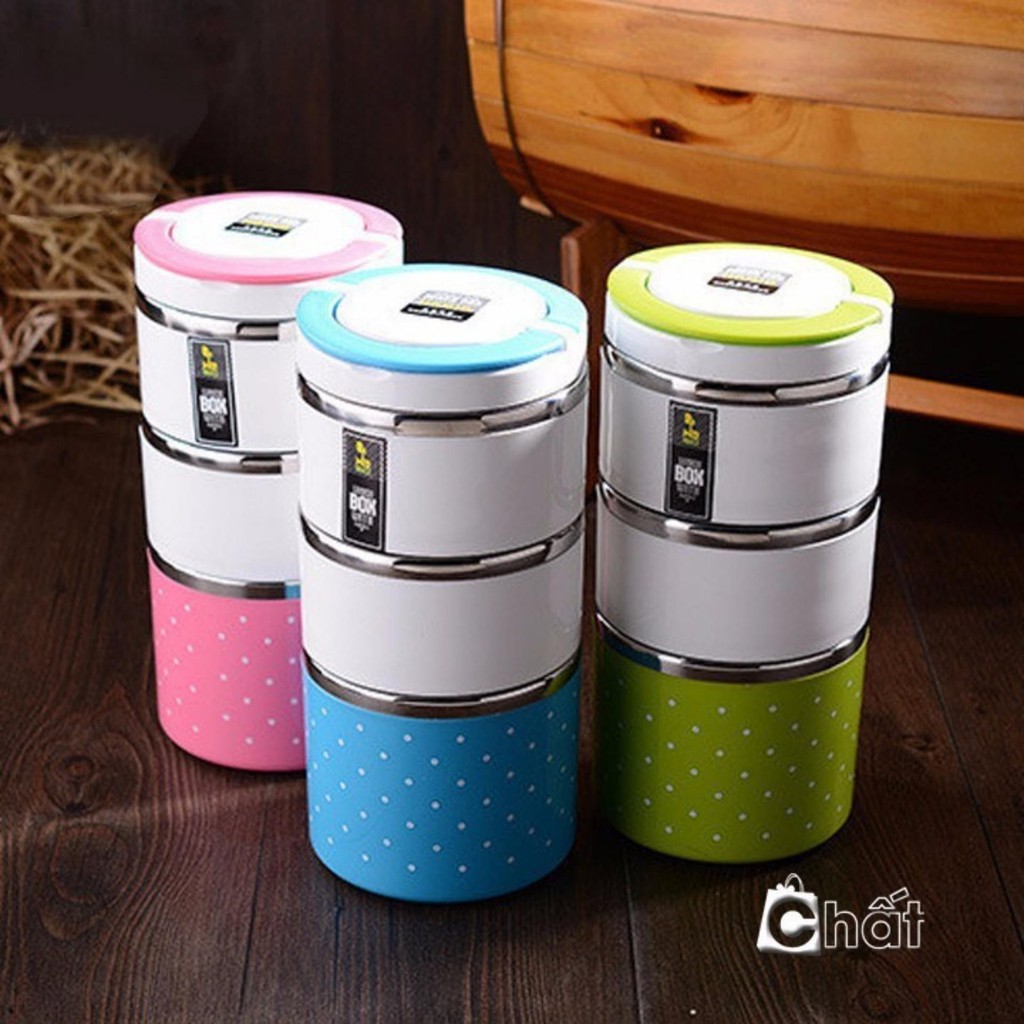 Hộp cơm giữ nhiệt 2 lớp ruột inox, Hộp đựng cơm văn phòng