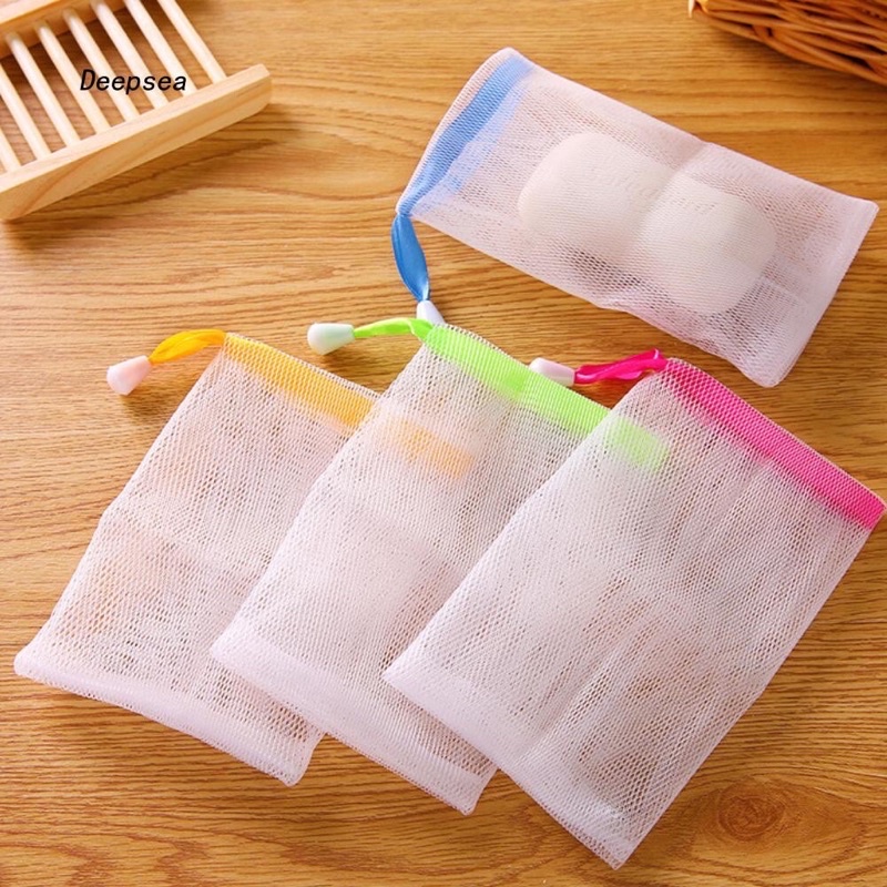 (COMBO 5 túi lưới) Túi lưới matxa tạo bọt xà bông treo vật dụng nhỏ nhà bếp/treo xe/toilet size 9*11