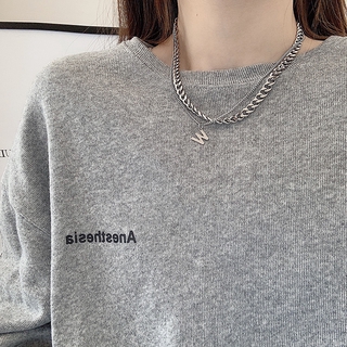 Vòng cổ mặt chữ W bằng thép không gỉ phong cách Hàn Quốc 