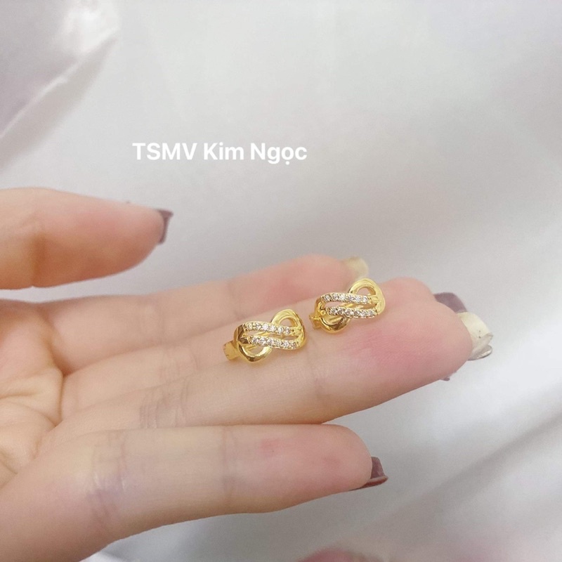 Bông tai vô cực mạ vàng khuyên tròn sang xịn TSMV Kim Ngọc