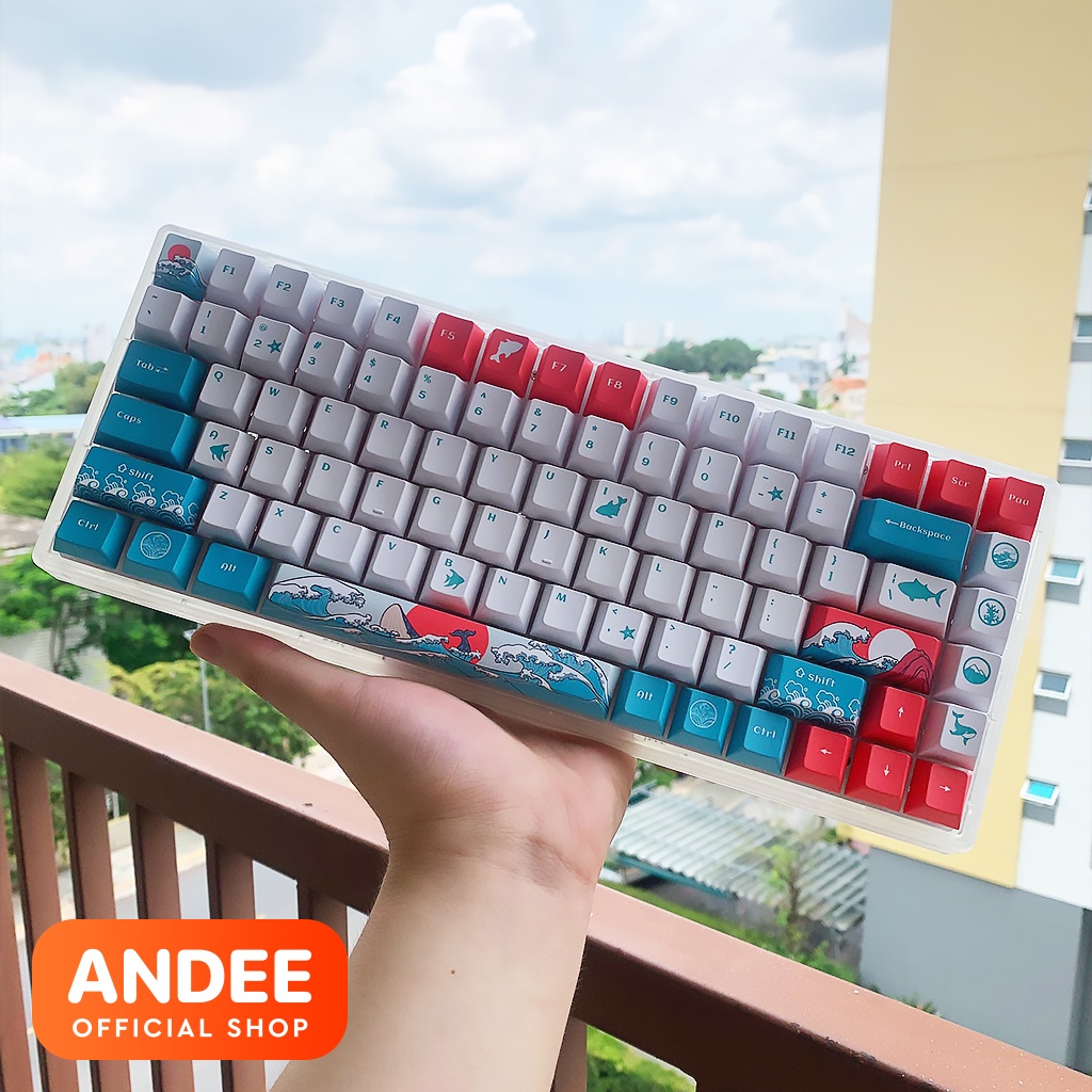 Keycap nút bàn phím Coral Sea dyesub PBT màu đẹp 127 nút dành cho bàn phím cơ