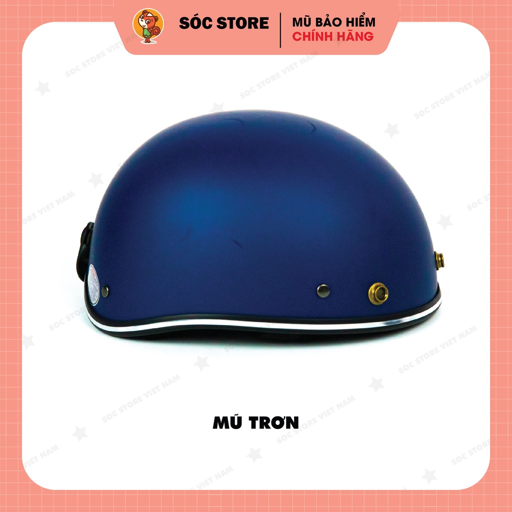 Mũ bảo hiểm nửa đầu chính hãng Sóc Store Vietnam màu xanh dương kèm kính UV, kính phi công, nón bảo hiểm 1 phần 2 freesi