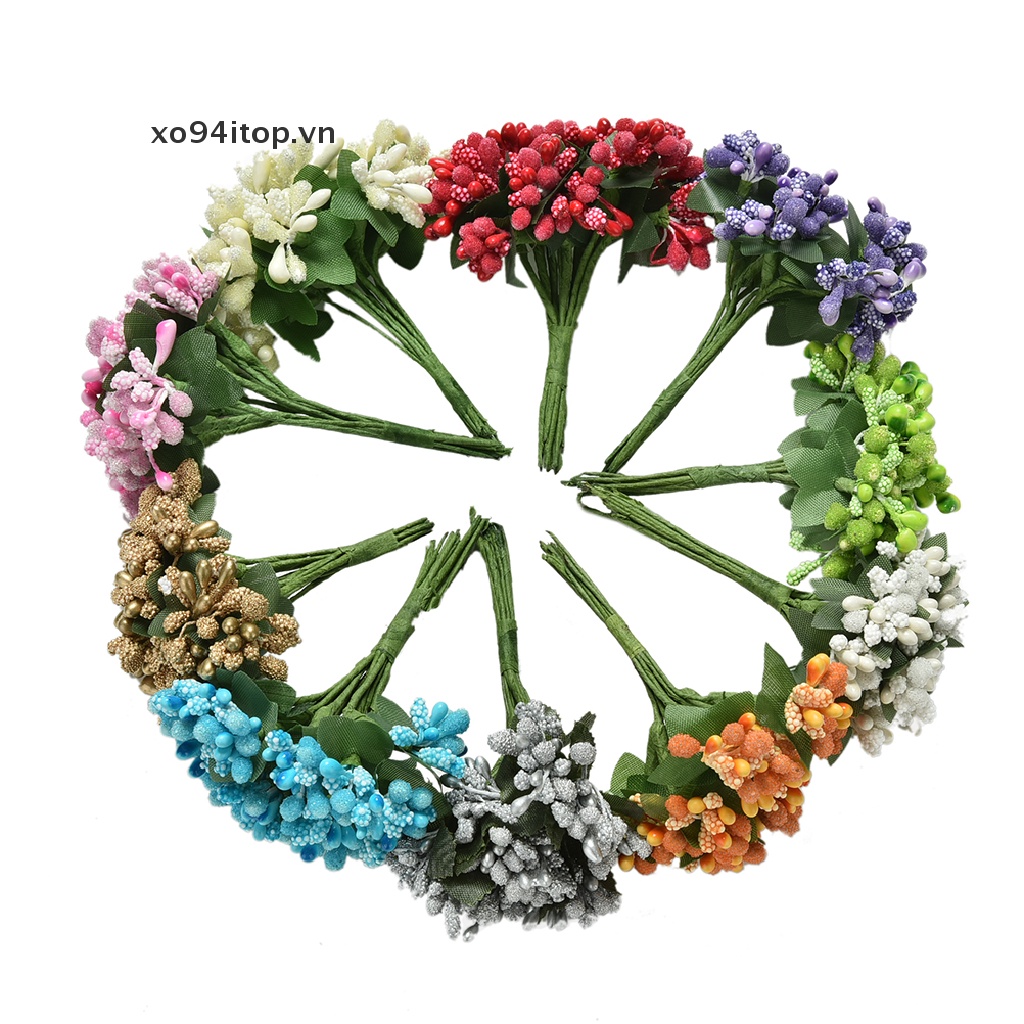 Xoitop Set 12 Bó Hoa Giả Mini Bằng Lụa Dùng Để Trang Trí Tiệc Cưới DIY
