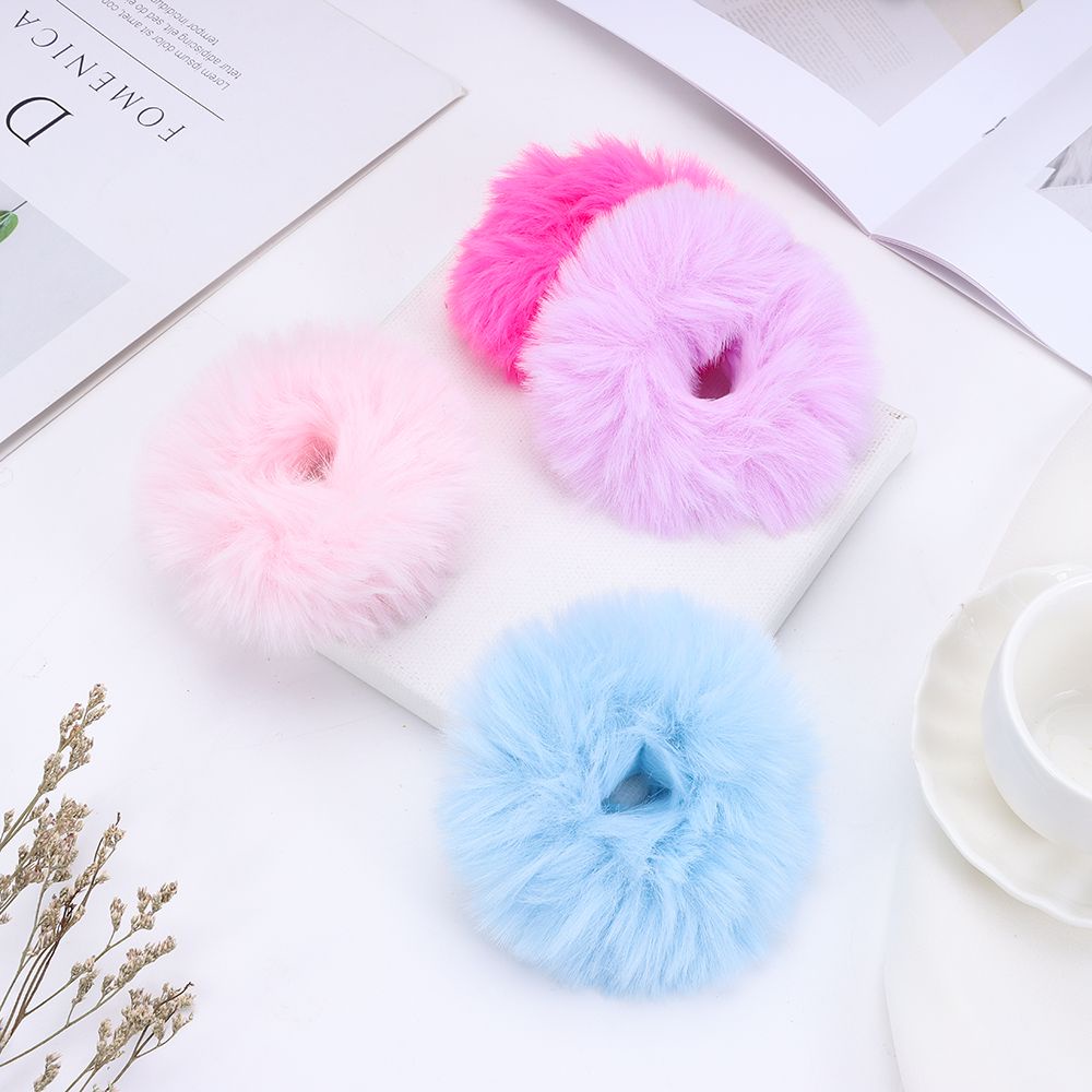 Set 2 dây buộc tóc lông thỏ nhân tạo co giãn thời trang mùa đông cho nữ