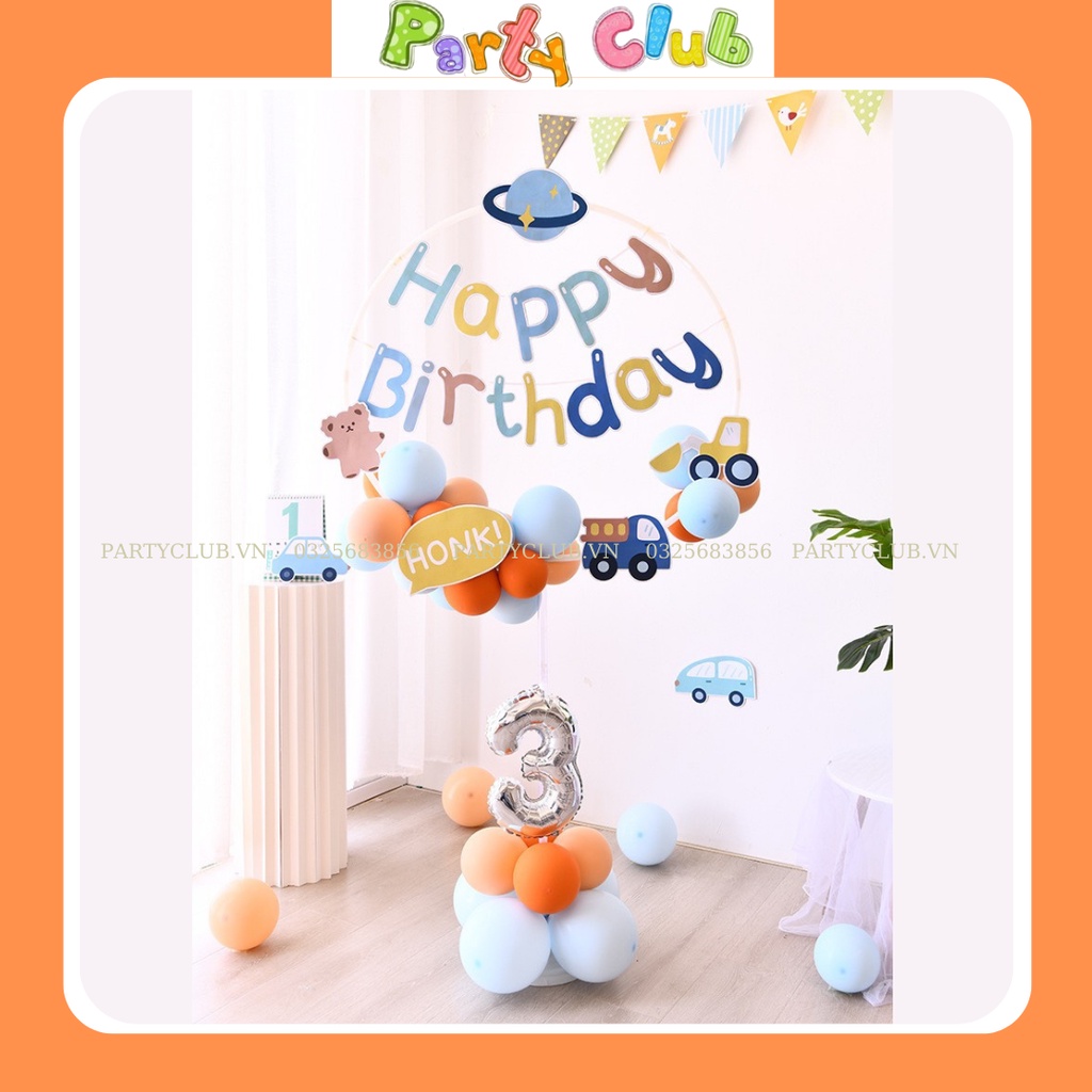 Set trang trí sinh nhật hình xe ô tô cho bé