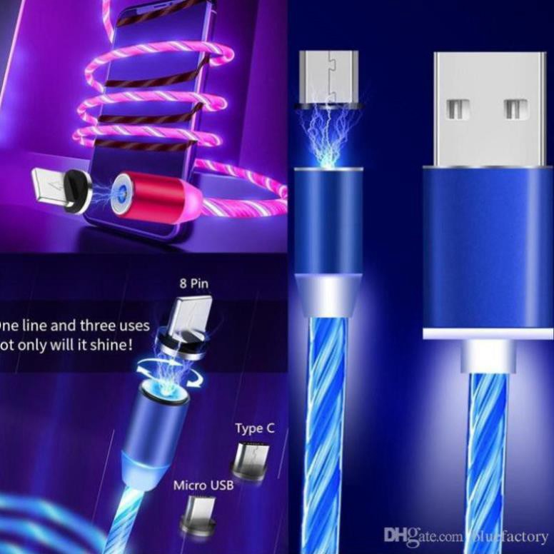 💥Mã giảm 15k💥Cáp sạc nam châm 3 đầu phát sáng theo dòng điện, sạc nhanh, tự ngắt khi sạc đầy 💥SIÊU HOT💥