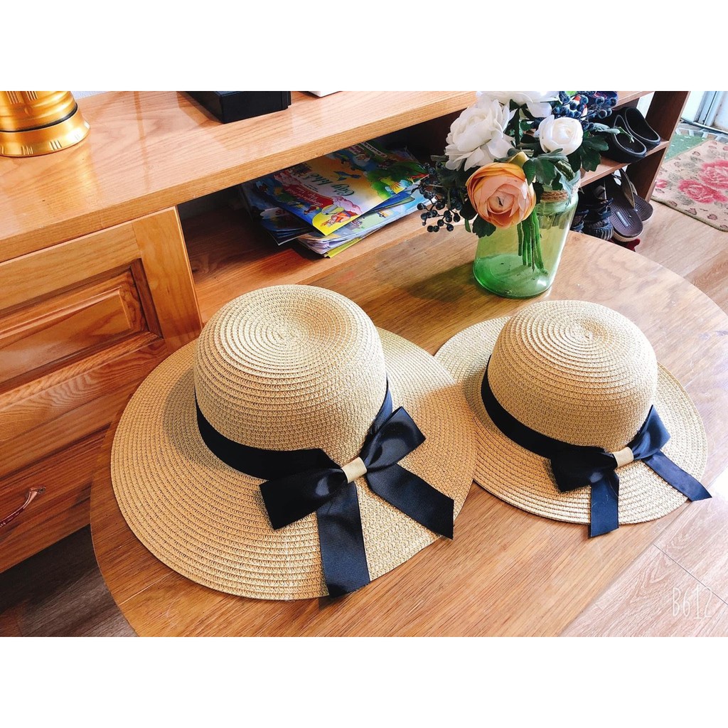 set mũ cói mẹ và bé, mũ cặp, mũ đi du lịch dành cho mẹ và con