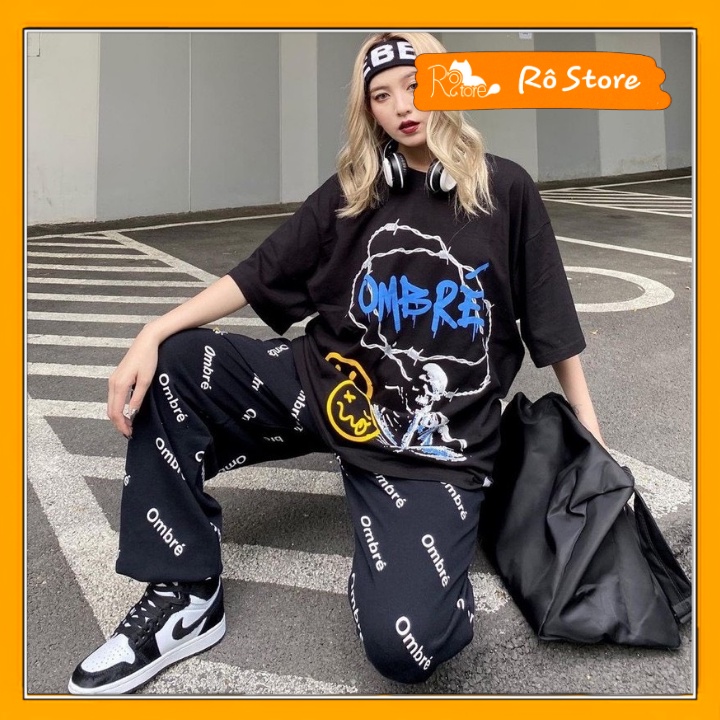 Set bộ OME áo thun tay lỡ quần bom in hình siêu nét form rộng unisex nam nữ mặc được RÔ STORE S16