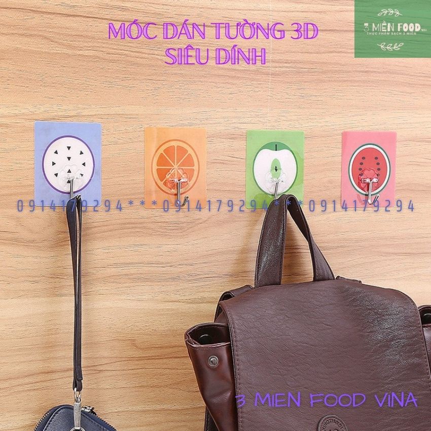 Móc Dán Tường 3D siêu dính,Móc Dính Tường,móc treo đồ 3d nhiều họa tiết chịu lực tốt-3 miền food vina