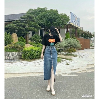 CHÂN VÁY JEANS XẺ TÀ (KÈM VIDEO HÌNH THẬT)