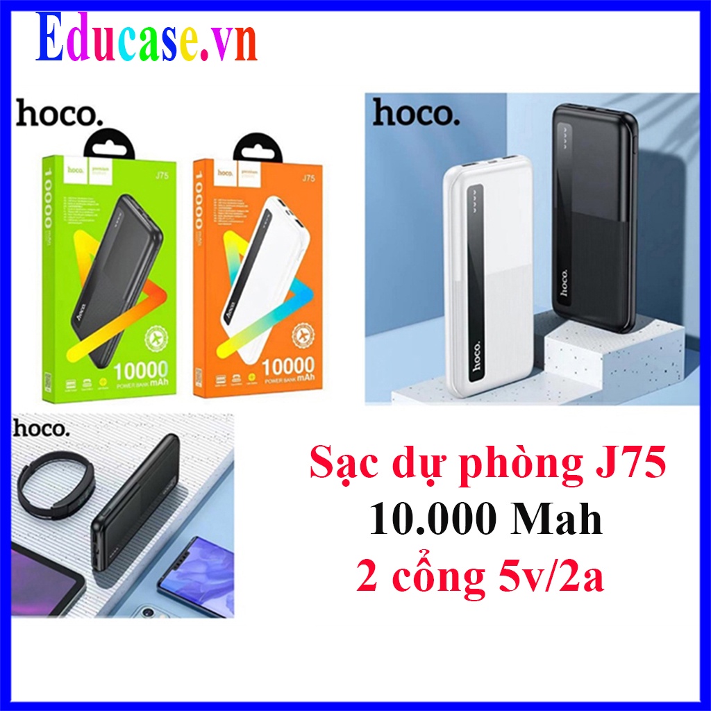 Pin sạc dự phòng Hoco J75 10.000mAh Sạc Nhanh 2 cổng USB 5V-2A - Màn LED hiển thị pin