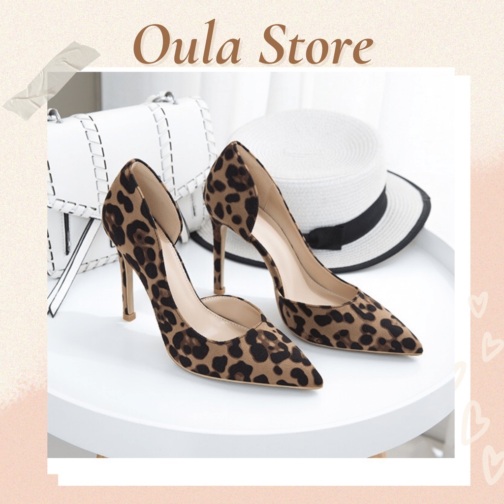 Giày cao gót khoét eo hoạ tiết da beo thời trang nữ sành điệu, đủ size - GI8 Oula Store