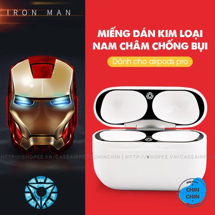 Miếng Dán Kim Loại Nam Châm Chống Bụi Bảo Vệ Tai Nghe AirPods Pro Hình Siêu Nhân Marvel - Phụ Kiện Chin Chin