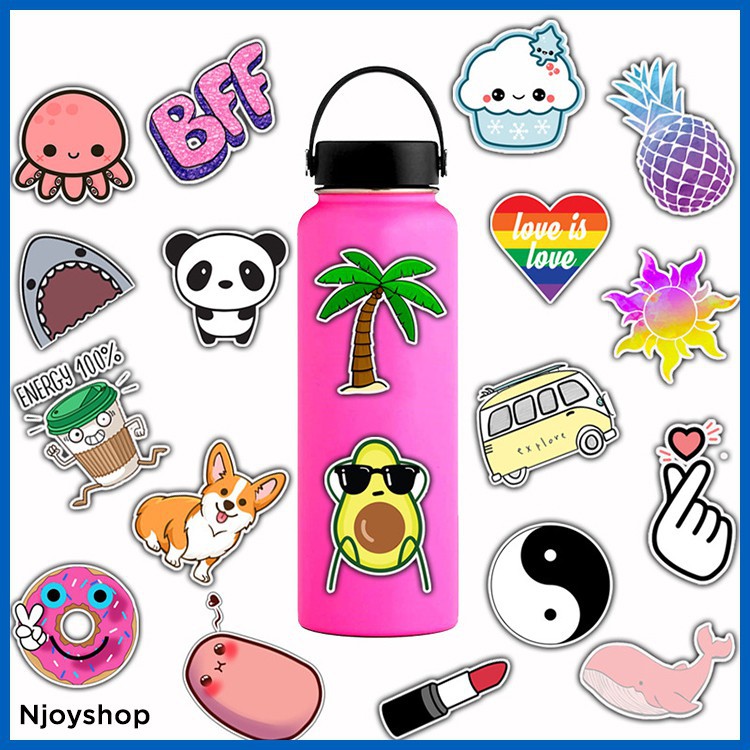 SET 50 MIẾNG STICKER DÁN INSTAGRAM HỒNG DỄ THƯƠNG DÁN LAPTOP DÁN TỦ DÁN NÓN BẢO HIỂM DÁN XE ĐẠP