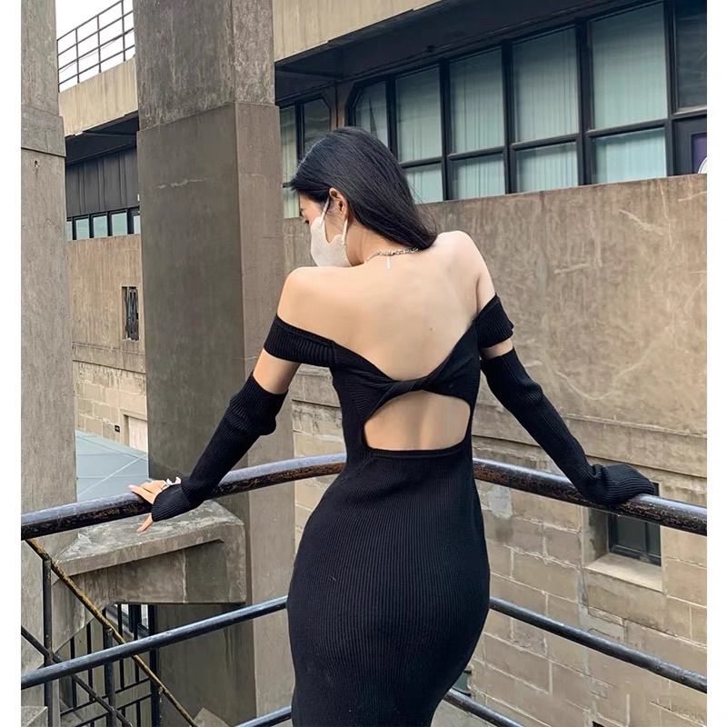 Đầm ôm body trễ vai Ulzzang