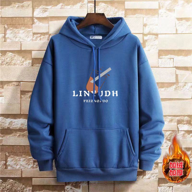 Áo Khoác Hoodie Nỉ Dày Chui Đầu Dáng Rộng Lót Lông Cừu Thời Trang Thu Đông Cho Nam Sinh Trung Học