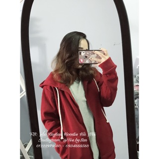 Hoodie nỉ kéo khoá đỏ đô