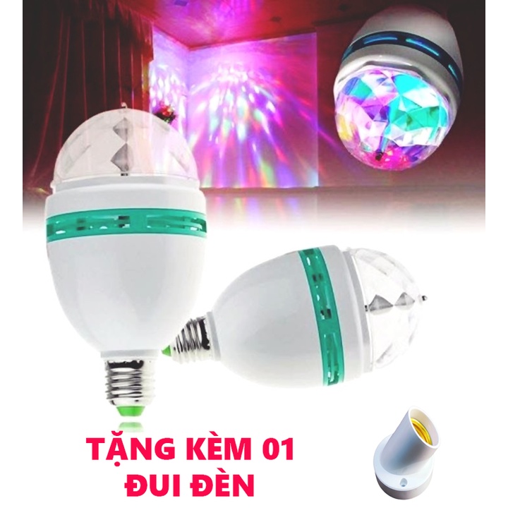 Đèn LED cầu xoay Hào quang 7 màu , Đèn cầu Sao tặng đui đèn công tắc