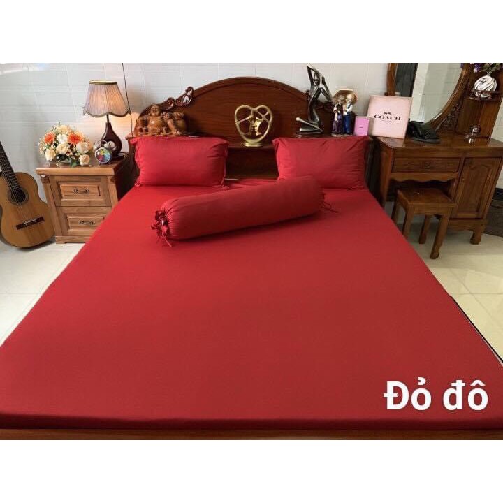 BỘ DRAP THUN HÀN QUỐC MÀU TRƠN 4 MÓN (1 vỏ ga, 3 vỏ gối)