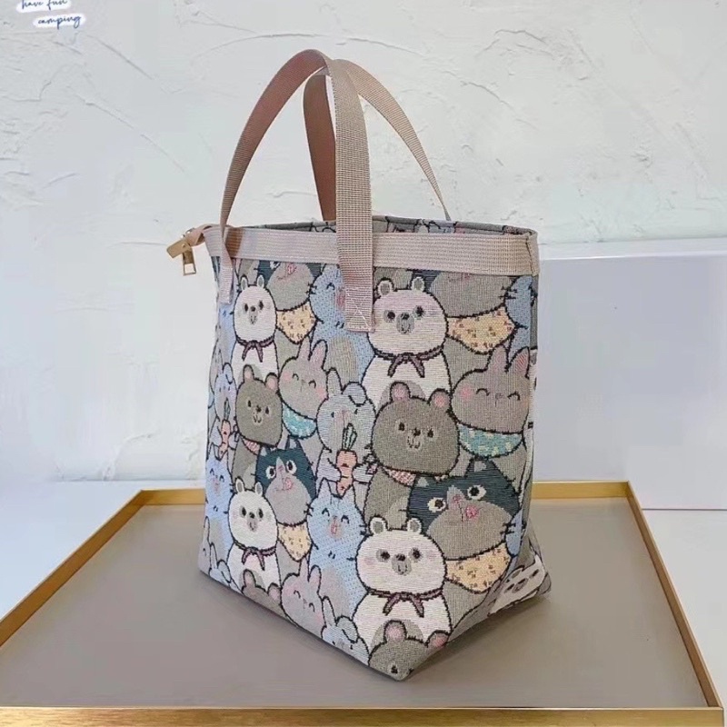 Túi xách thêu hình gấu dễ thương thời trang dành cho nữ đi chơi du lịch đi học
